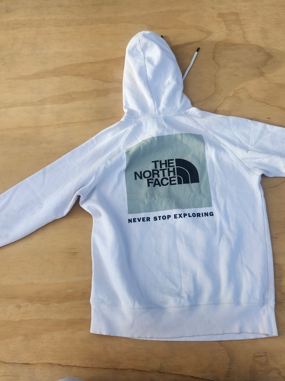 The North Face White Kids Hoodie with Green Square Logo